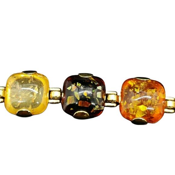Monet Bracelet Fall Colors Bracelet w/ Gold Flecks Designer Costume Jewelry - Picture 3 of 7